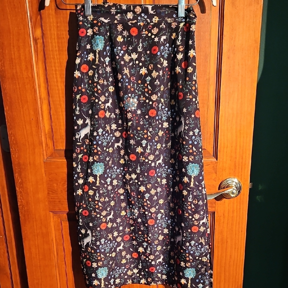 Samantha Pleet Multicolor Unicorn Floral Wrap Around Skirt. Size Med. - Picture 5 of 6